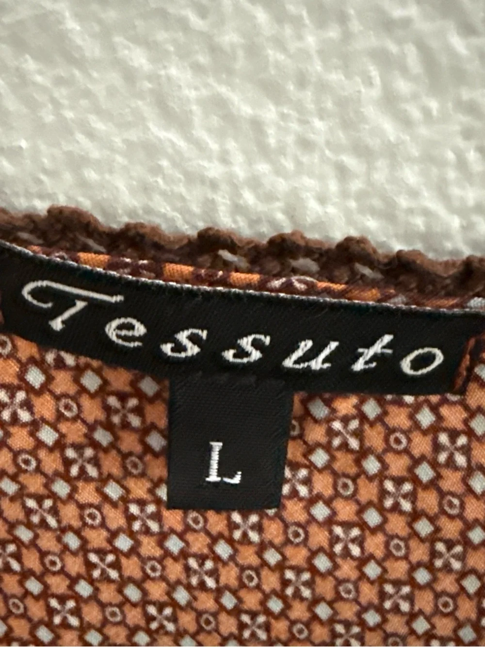 Vintage Tessuto Brown Geometric Print Bias Cut Midi Slip Dress Made in USA Sz L